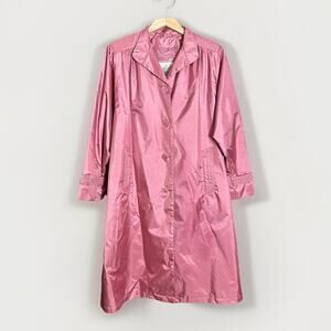 Fleet Street Vintage Pink Swing Raincoat Smocked Shoulders Trench Sz 12